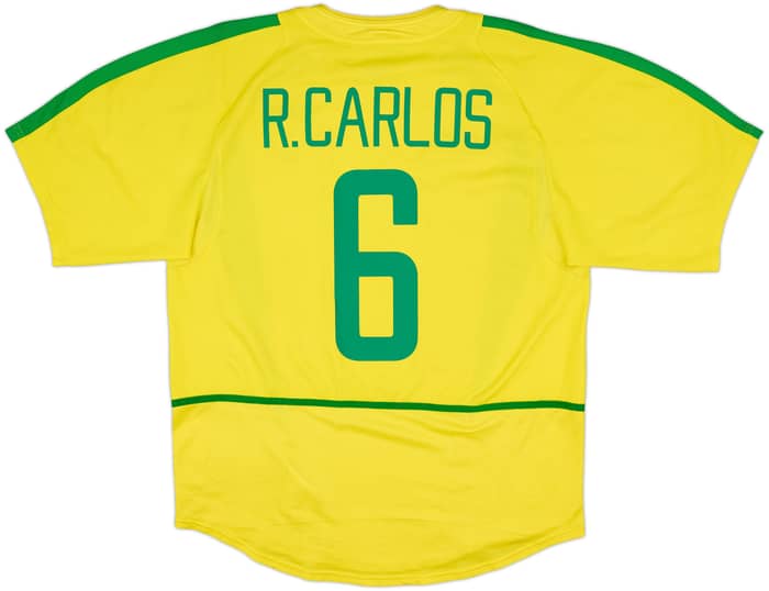 2002-04 Brazil Home Shirt R.Carlos #6 - 8/10 - (L)