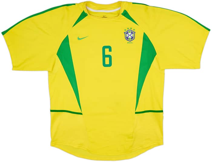 2002-04 Brazil Home Shirt R.Carlos #6 - 8/10 - (L)