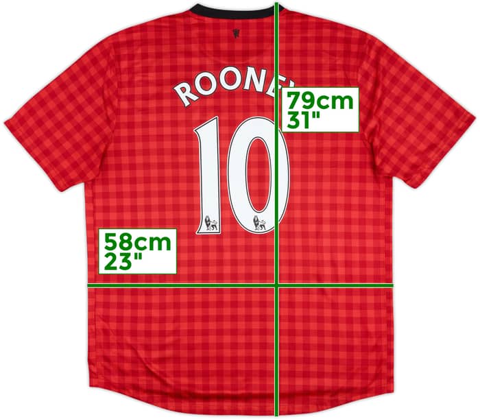 2012-13 Manchester United Home Shirt Rooney #10 - 7/10 - (XL)