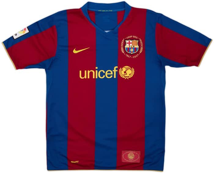 2007-08 Barcelona Home Shirt Ronaldinho #10 - 8/10 - (XL.Boys)