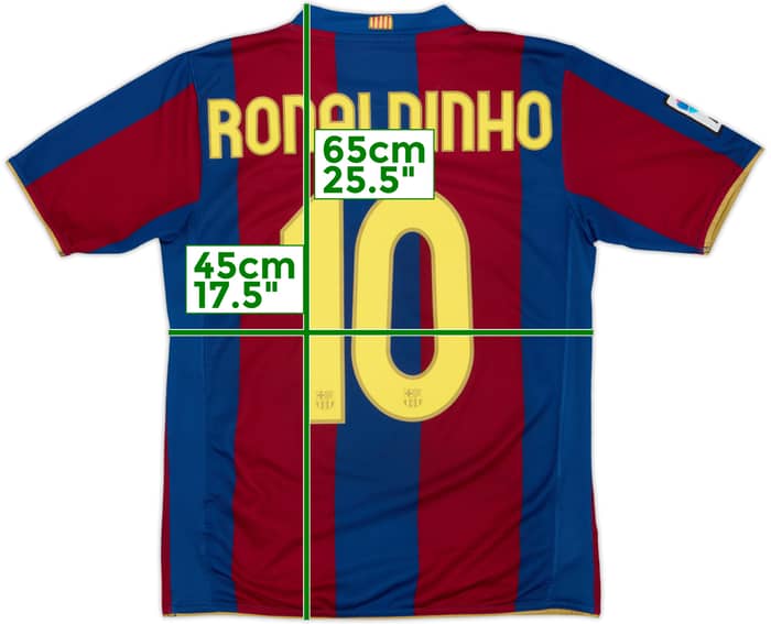 2007-08 Barcelona Home Shirt Ronaldinho #10 - 8/10 - (XL.Boys)