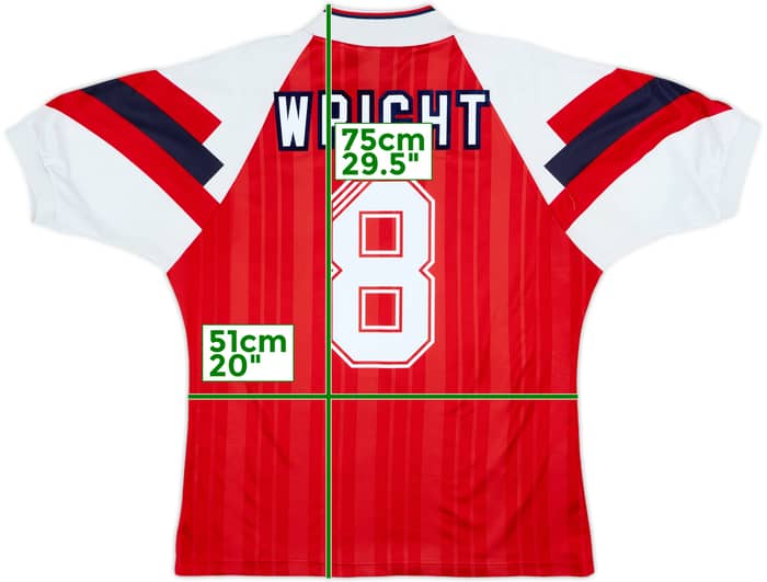 1992-94 Arsenal Home Shirt Wright #8 - 6/10 - (M/L)