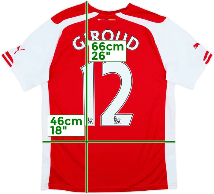 2014-15 Arsenal Home Shirt Giroud #12 - 6/10 - (S)