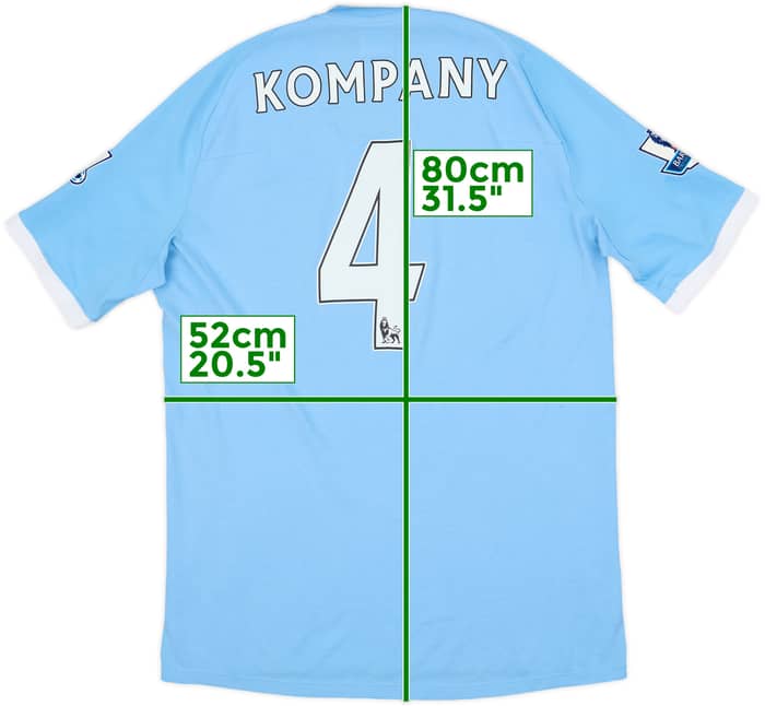 2010-11 Manchester City Home Shirt Kompany #4 - 8/10 - (L)