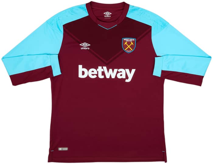 2017-18 West Ham Home L/S Shirt Rice #41 - 8/10 - (XXL)