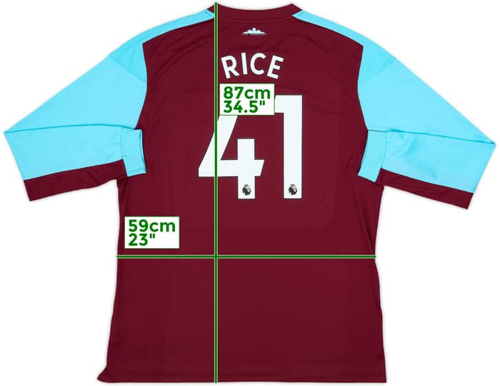 2017-18 West Ham Home L/S Shirt Rice #41 - 8/10 - (XXL)