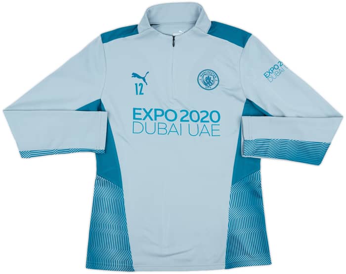 2021-22 Manchester City Player Issue Puma 1/4 Zip Drill Top #12 - 8/10 - (M.Boys)