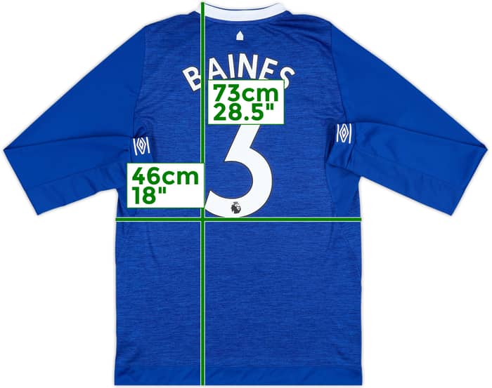 2018-19 Everton Home L/S Shirt Baines #3 - 9/10 - (M)