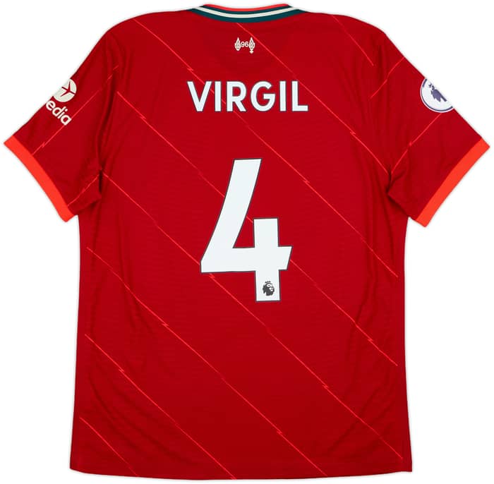 2021-22 Liverpool Authentic Home Shirt Virgil #4 - 10/10 - (L)