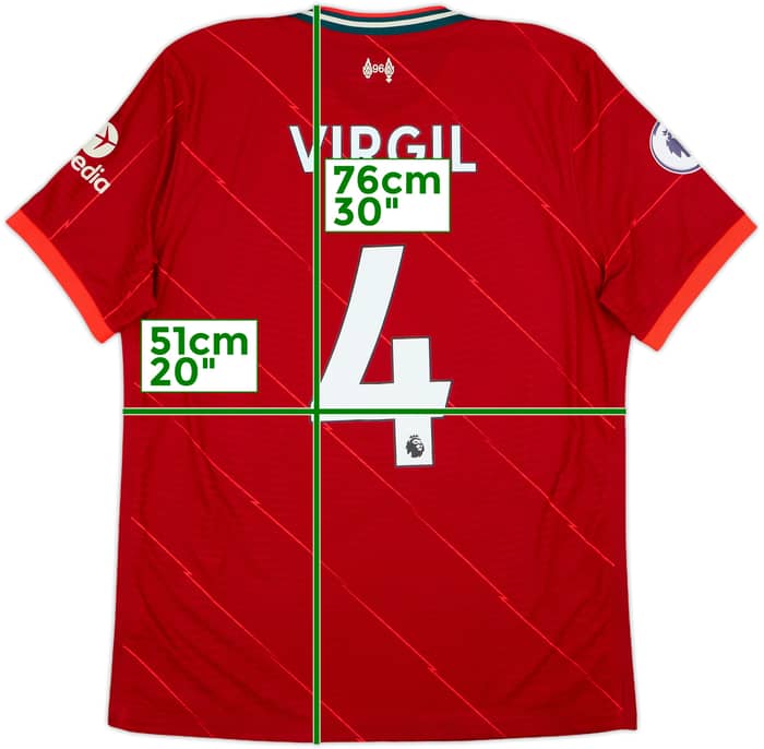 2021-22 Liverpool Authentic Home Shirt Virgil #4 - 10/10 - (L)