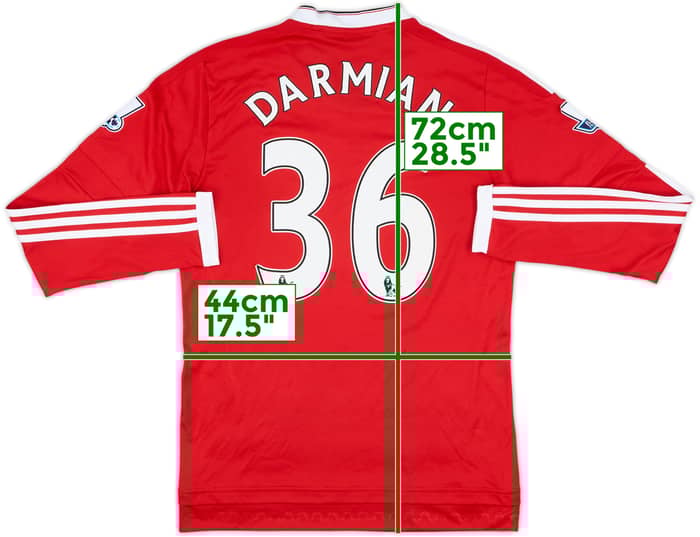 2015-16 Manchester United Home L/S Shirt Darmian #36 - 8/10 - (S)