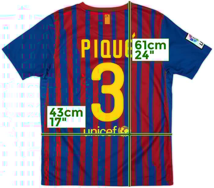 2011-12 Barcelona Home Shirt Pique #3 - 9/10 - (L.Boys)