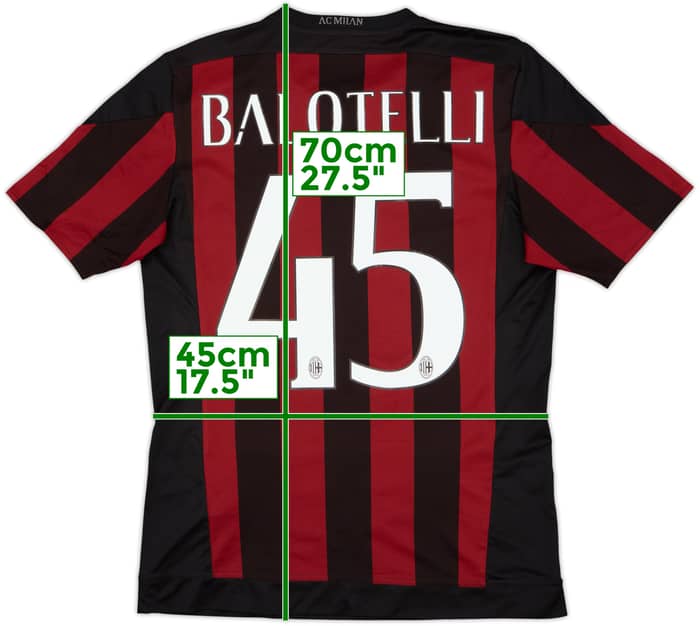 2015-16 AC Milan Home Shirt Balotelli #45 - 8/10 - (M)