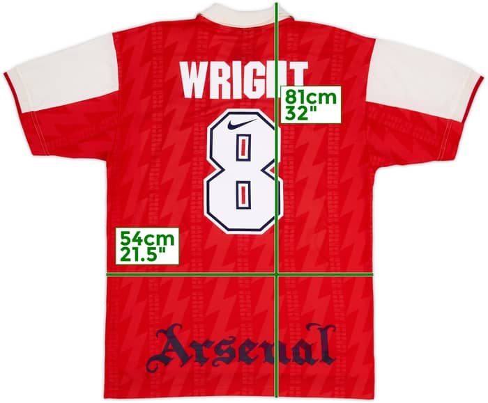 1994-96 Arsenal Home Shirt Wright #8 - 7/10 - (L)