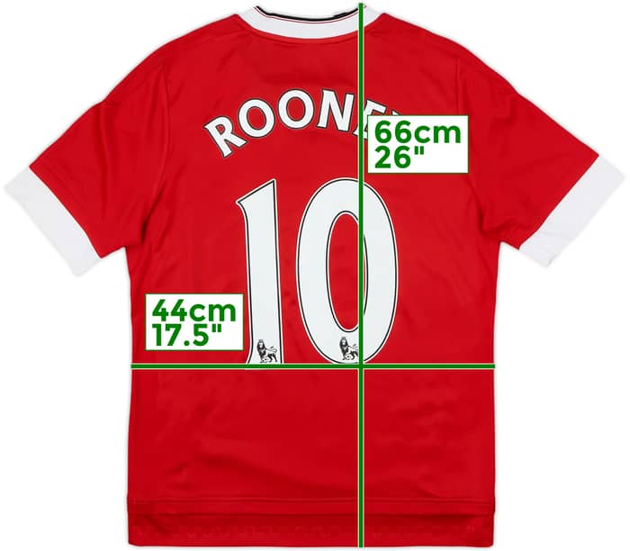 2015-16 Manchester United Home Shirt Rooney #10 - 8/10 - (L.Boys)