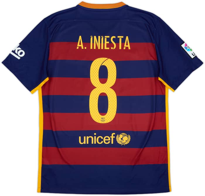 2015-16 Barcelona Home Shirt A.Iniesta #8 - 7/10 - (M)