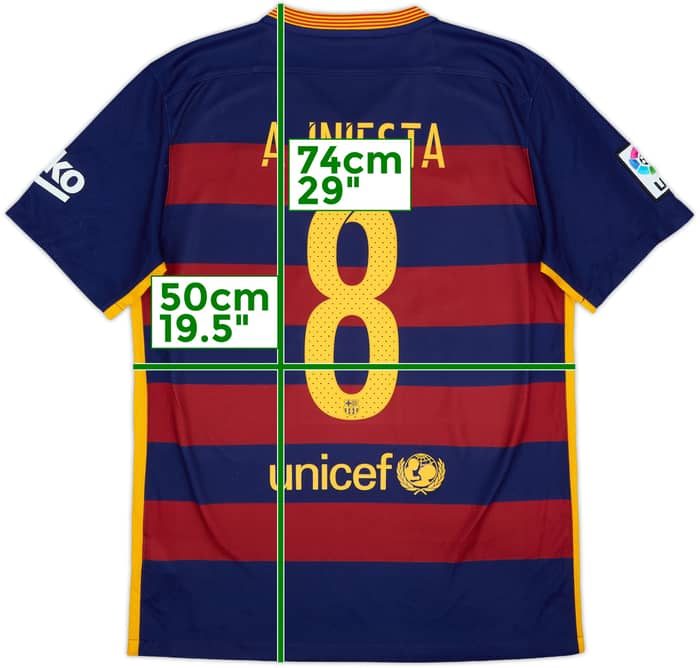 2015-16 Barcelona Home Shirt A.Iniesta #8 - 7/10 - (M)