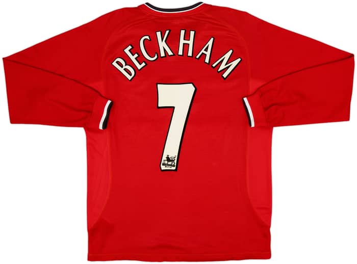 2000-02 Manchester United Home L/S Shirt Beckham #7 - 8/10 - (M)