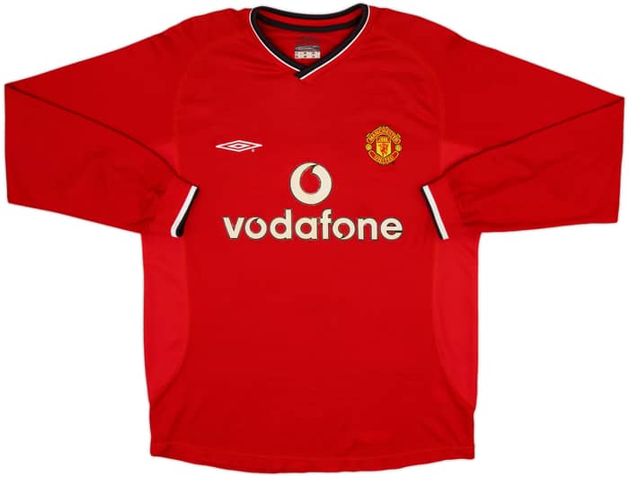 2000-02 Manchester United Home L/S Shirt Beckham #7 - 8/10 - (M)