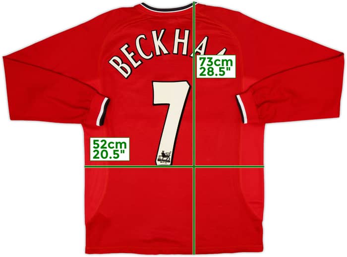 2000-02 Manchester United Home L/S Shirt Beckham #7 - 8/10 - (M)