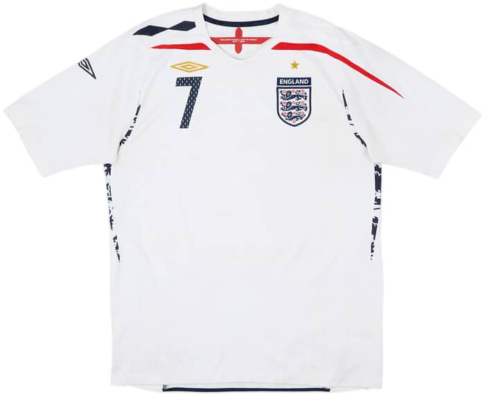 2007-09 England Home Shirt Beckham #7 - 6/10 - (L)