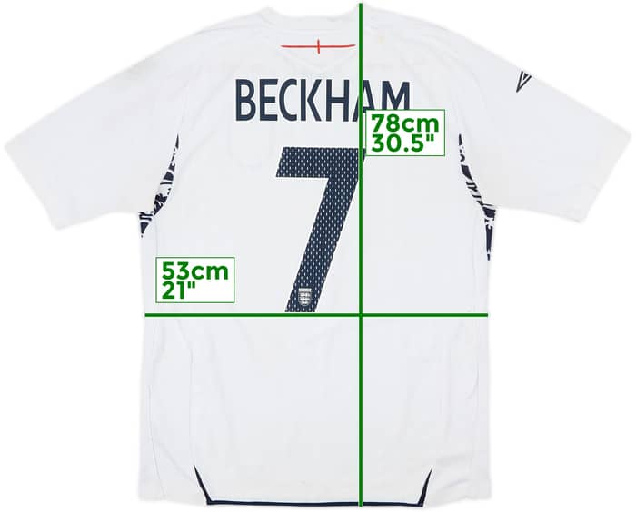 2007-09 England Home Shirt Beckham #7 - 6/10 - (L)