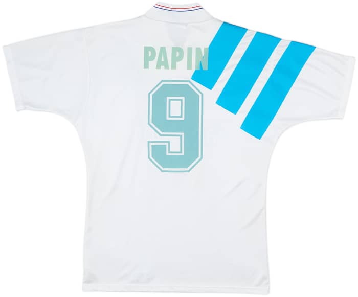 1992-93 Olympique Marseille Home Shirt Papin #9 - 8/10 - (M)