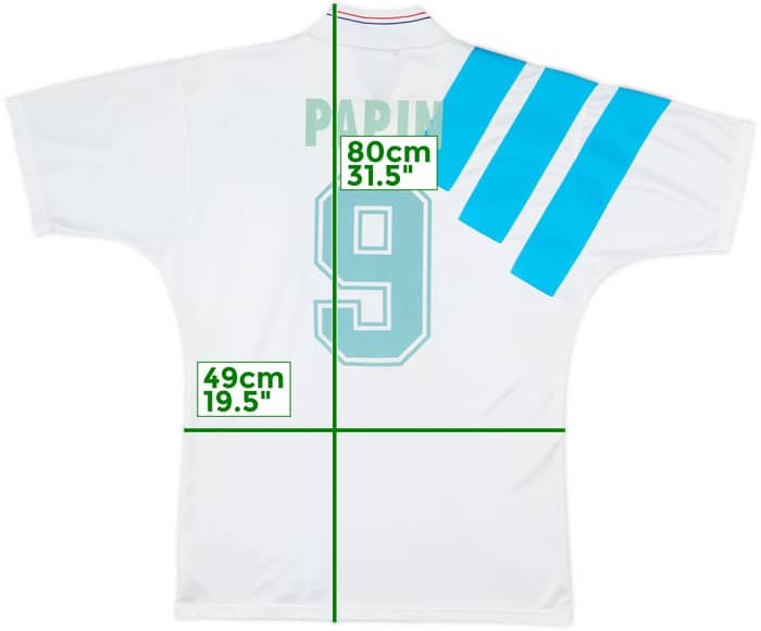 1992-93 Olympique Marseille Home Shirt Papin #9 - 8/10 - (M)