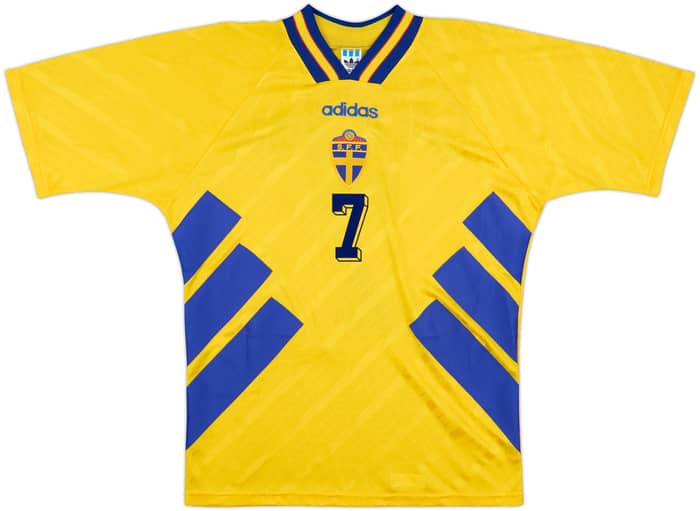 1994-96 Sweden Home Shirt Larsson #7 - 9/10 - (M)