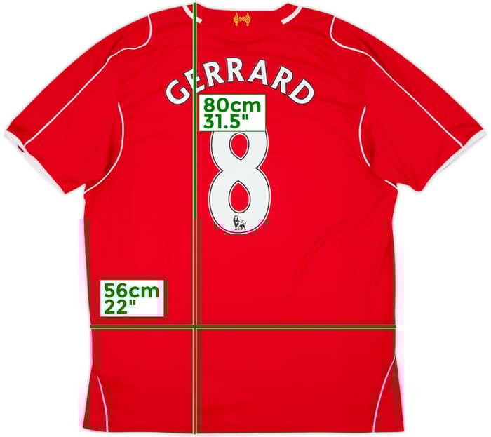 2014-15 Liverpool Home Shirt Gerrard #8 - 6/10 - (XXL)