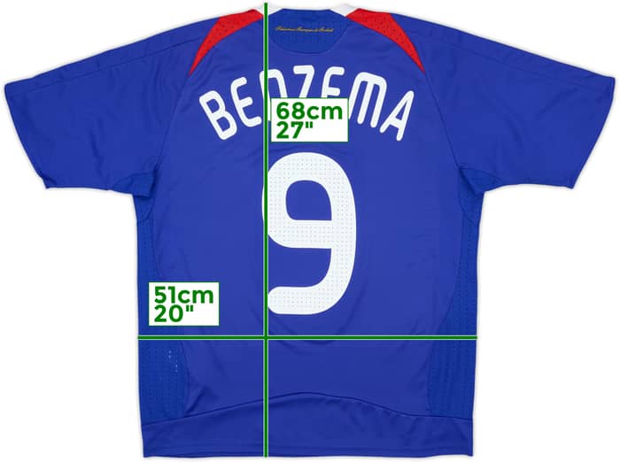 2007-08 France Home Shirt Benzema #9 - 9/10 - (XL.Boys)