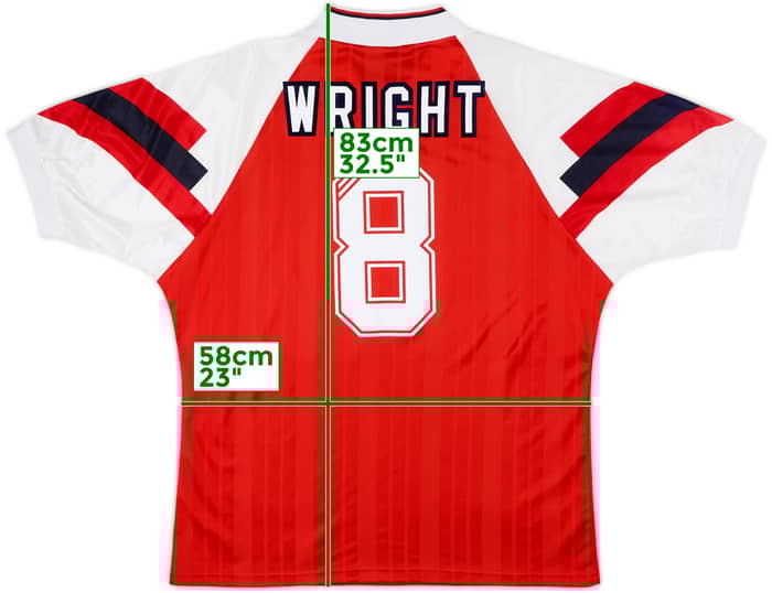 1992-94 Arsenal Home Shirt Wright #8 - 8/10 - (XL)