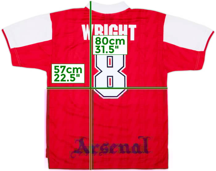 1994-96 Arsenal Home Shirt Wright #8 - 8/10 - (XL)