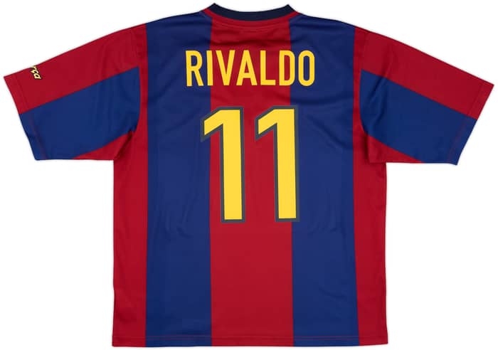 1998-00 Barcelona Basic Home Shirt Rivaldo #11 - 8/10 - (L)