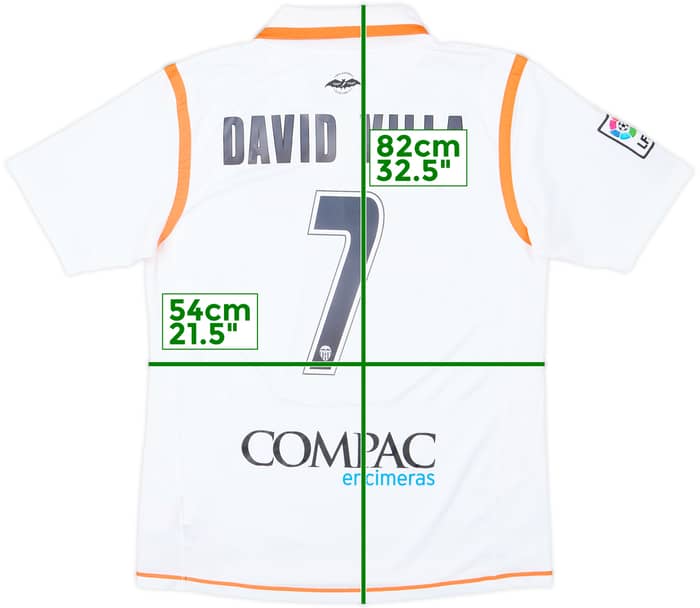 2007-08 Valencia Home Shirt David Villa #7 - 8/10 - (L)