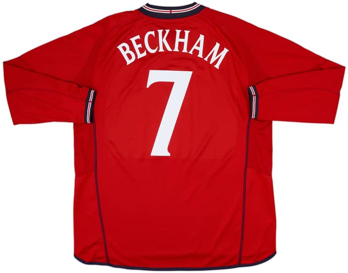 2002-04 England Away L/S Shirt Beckham #7 - 6/10 - (XXL)