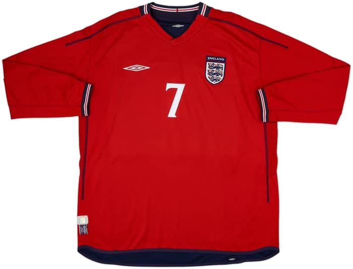 2002-04 England Away L/S Shirt Beckham #7 - 6/10 - (XXL)