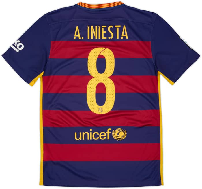 2015-16 Barcelona Home Shirt A.Iniesta #8 - 8/10 - (S)