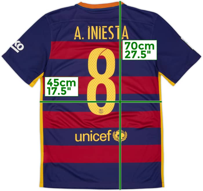 2015-16 Barcelona Home Shirt A.Iniesta #8 - 8/10 - (S)