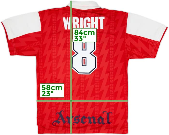 1994-96 Arsenal Home Shirt Wright #8 - 8/10 - (XL)