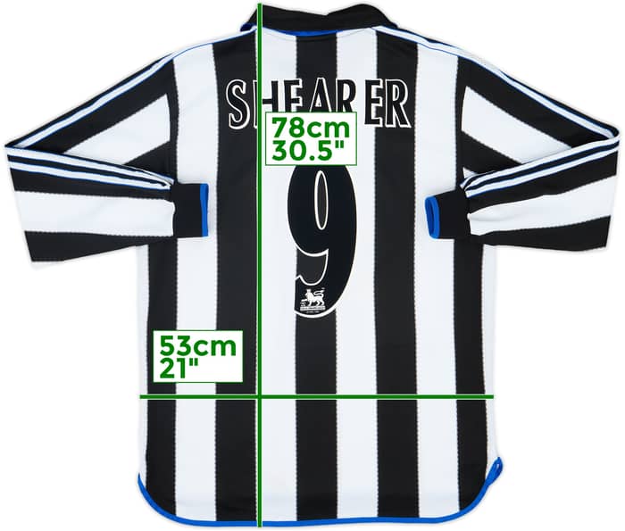2000-01 Newcastle Home L/S Shirt Shearer #9 - 8/10 - (L)