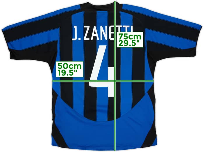 2003-04 Inter Milan Home Shirt J.Zanetti #4 - 6/10 - (M)