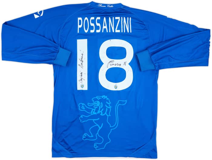 2009-10 Brescia Match Issue Signed Home L/S Shirt Possanzini #18