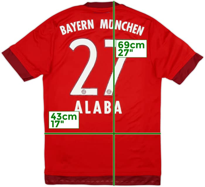 2015-16 Bayern Munich Home Shirt Alaba #27 - 6/10 - (S)