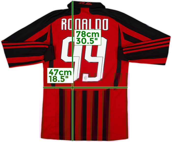 2007-08 AC Milan Home L/S Shirt Ronaldo #99 - 6/10 - (M)