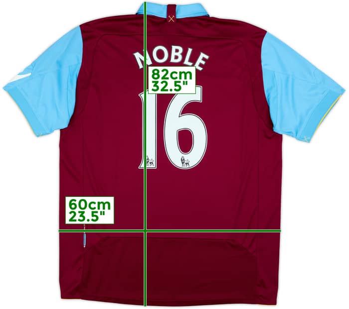 2010-11 West Ham Home Shirt Noble #16 - 9/10 - (XL)