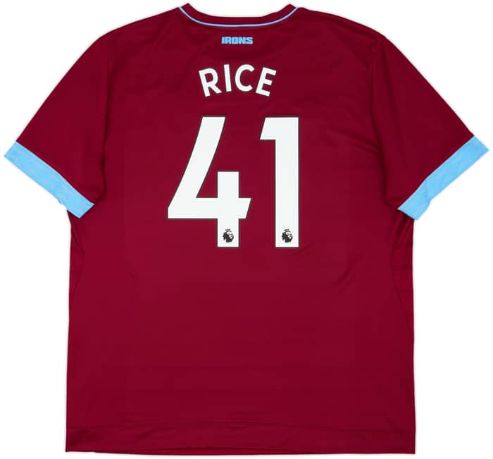 2018-19 West Ham Home Shirt Rice #41 - 10/10 - (XXL)
