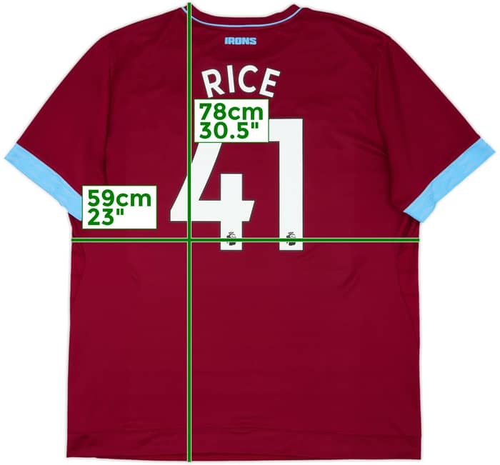 2018-19 West Ham Home Shirt Rice #41 - 10/10 - (XXL)
