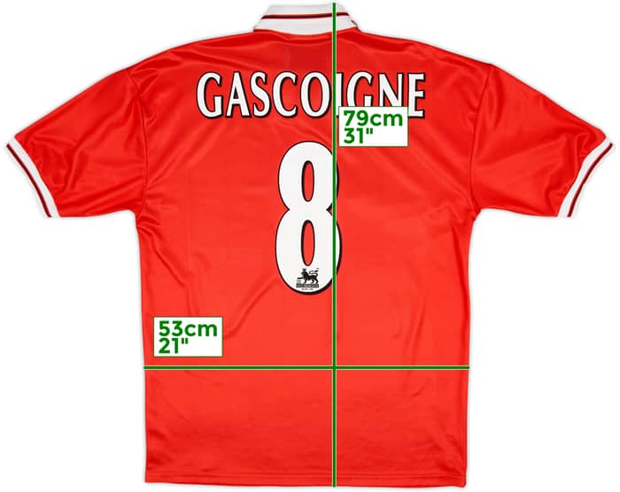 1998-99 Middlesbrough Home Shirt Gascoigne #8 - 8/10 - (L)