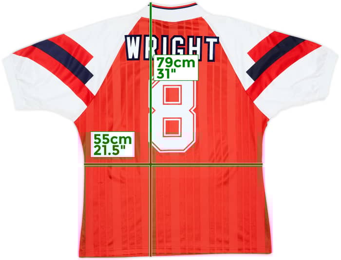 1992-94 Arsenal Home Shirt Wright #8 - 8/10 - (L)